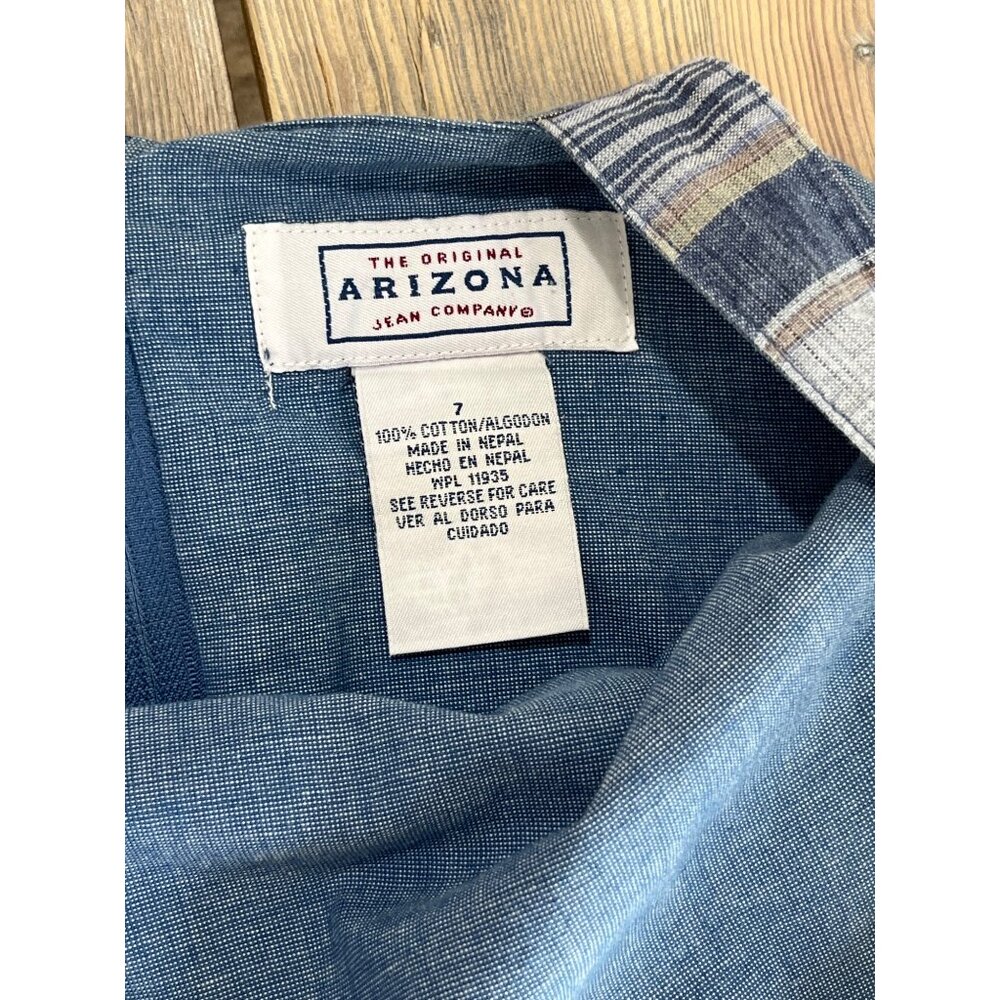 Arizona Jean Co. Sleeveless Pencil Dress Juniors 7 Blue Plaid 90s - Picture 7 of 10